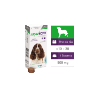 Antipulgas e Carrapatos Bravecto - Para cães de 10 à 20 KG - 500 mg